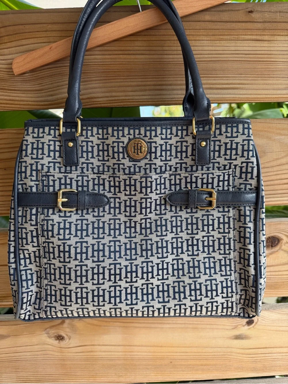 Tommy Hilfiger Navy & Cream Monogram Tote